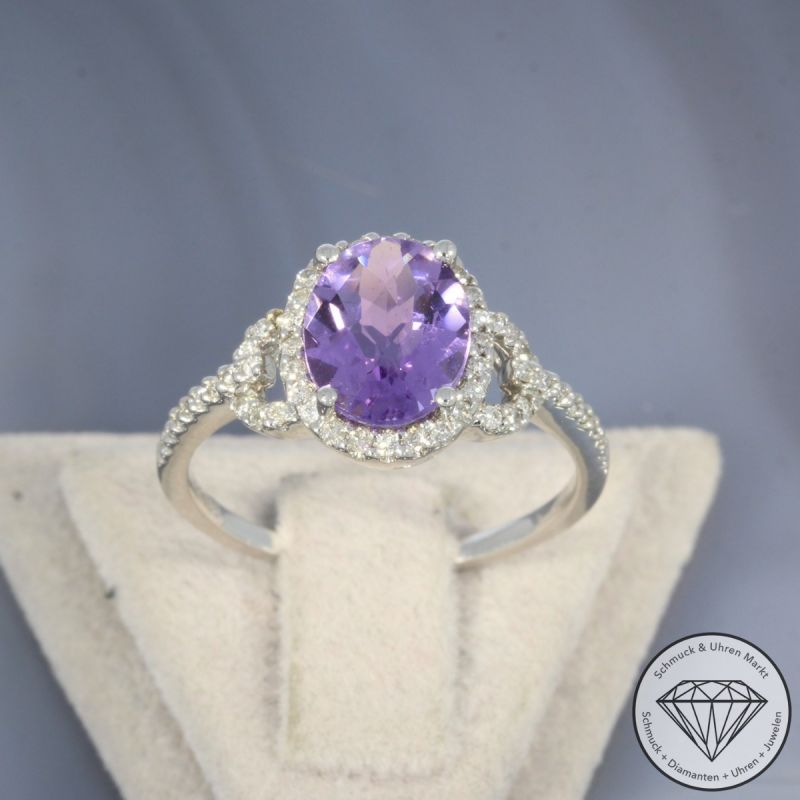 Wert 1880 € Brillant Amethyst Ring in 585er 14 K Weißgold - 91389