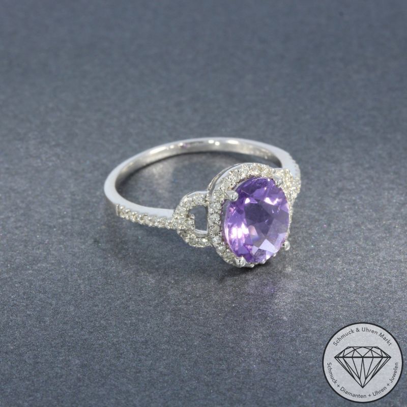 Wert 1880 € Brillant Amethyst Ring in 585er 14 K Weißgold - 91389