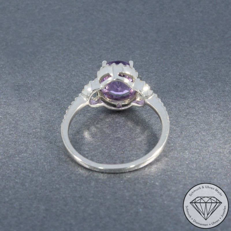 Wert 1880 € Brillant Amethyst Ring in 585er 14 K Weißgold - 91389
