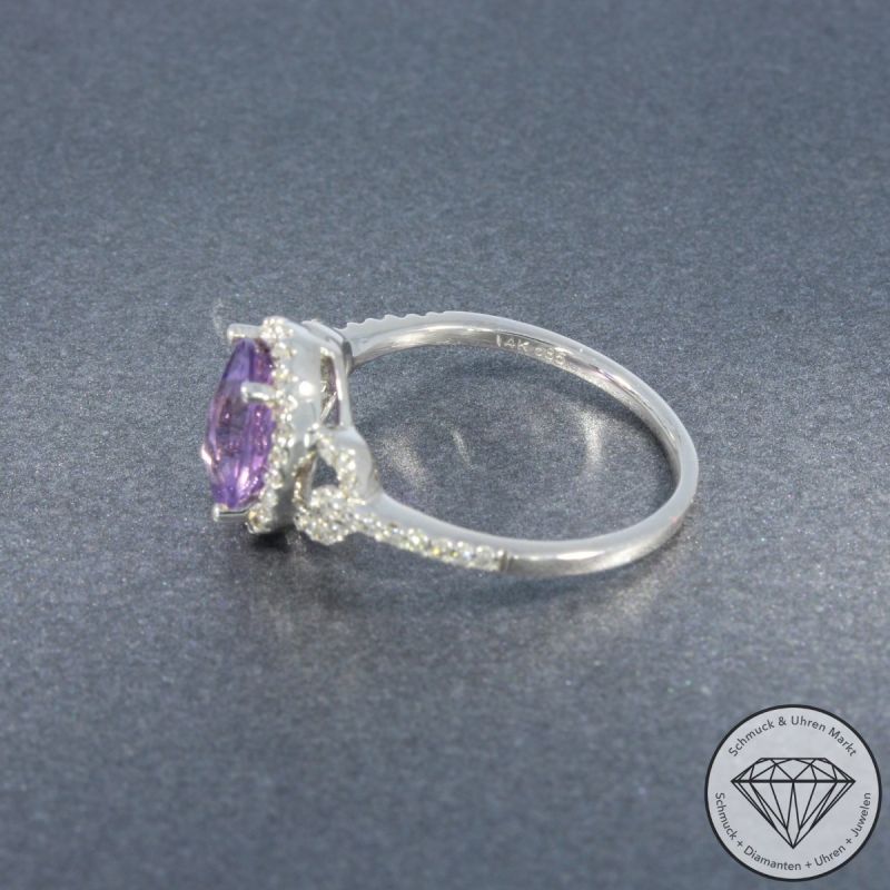 Wert 1880 € Brillant Amethyst Ring in 585er 14 K Weißgold - 91389