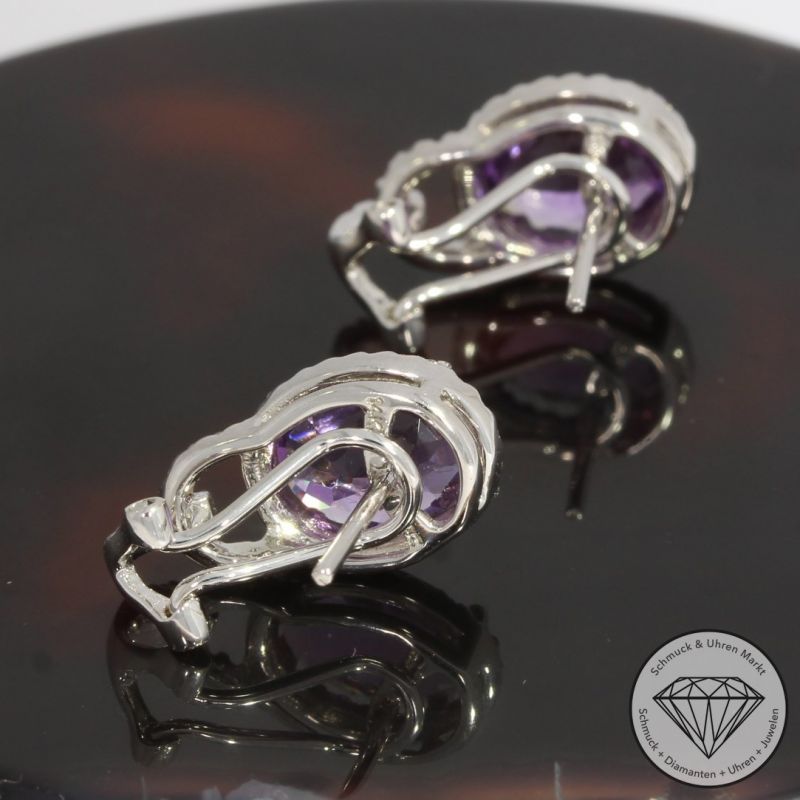 Sale! Wert 2680 € Brillant Amethyst Ohrringe in 585er 14 K Weißgold - H1685