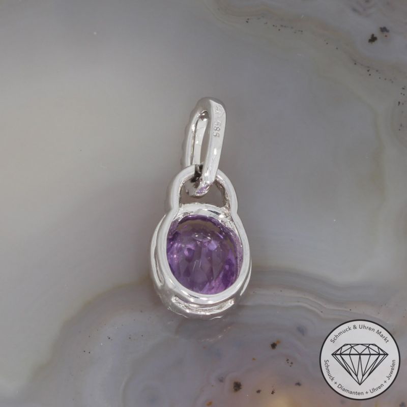 Sale! Wert 1250 € Brillant Amethyst Anhänger in 585er 14 K Weißgold - H1686
