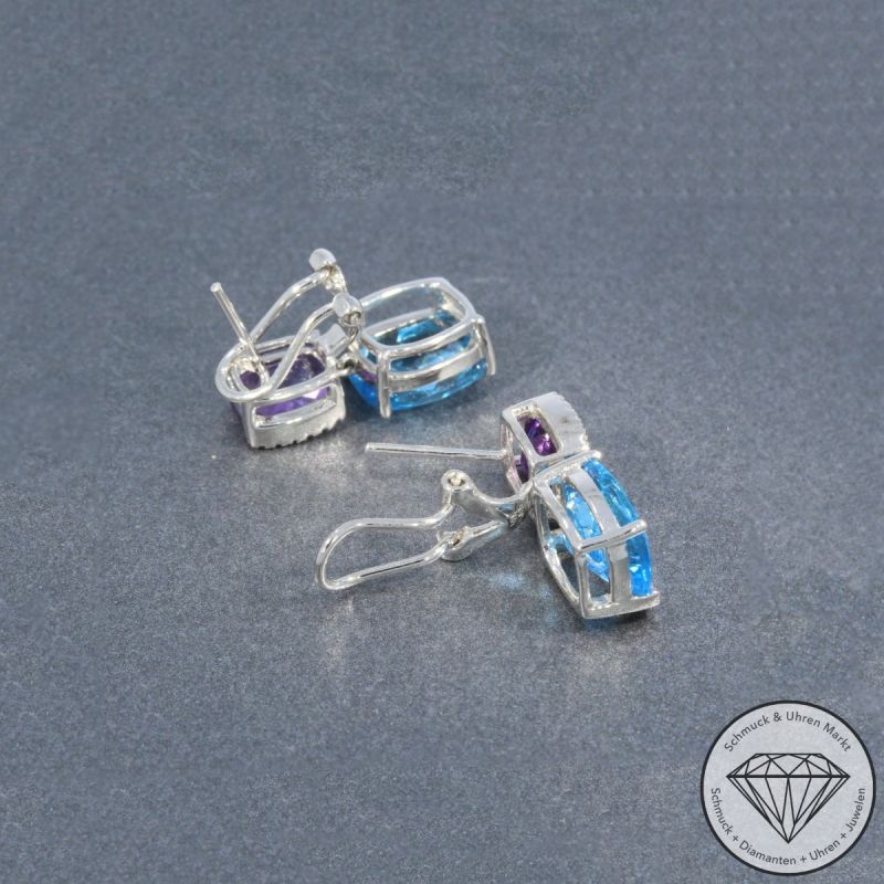 Wert 2520 € Brillant Topas Amethyst Ohrringe in 585er 14 K Weißgold - 91394