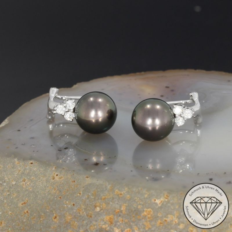Wert 2440 € Brillant Perl Ohrringe in 585er 14 K Weißgold - 91398