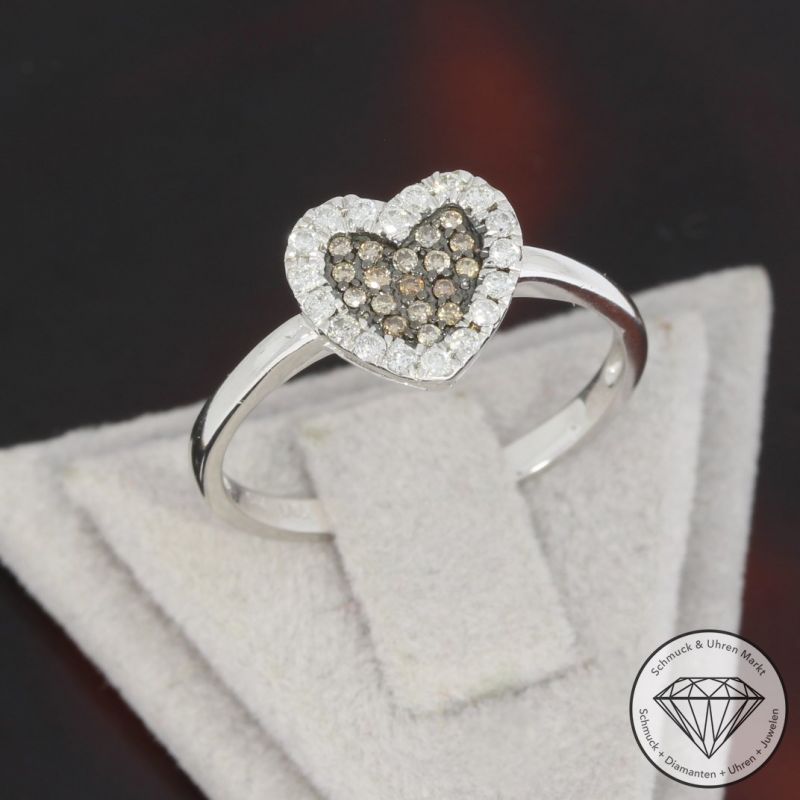 Sale! Wert 1310 € Brillant Diamant Ring Herz in 585er 14 K Weißgold - 91399