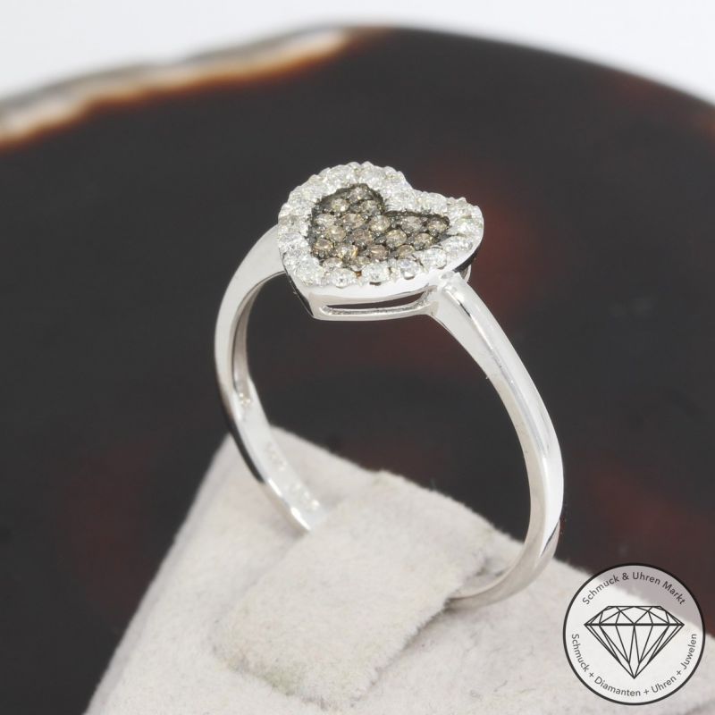 Sale! Wert 1310 € Brillant Diamant Ring Herz in 585er 14 K Weißgold - 91399