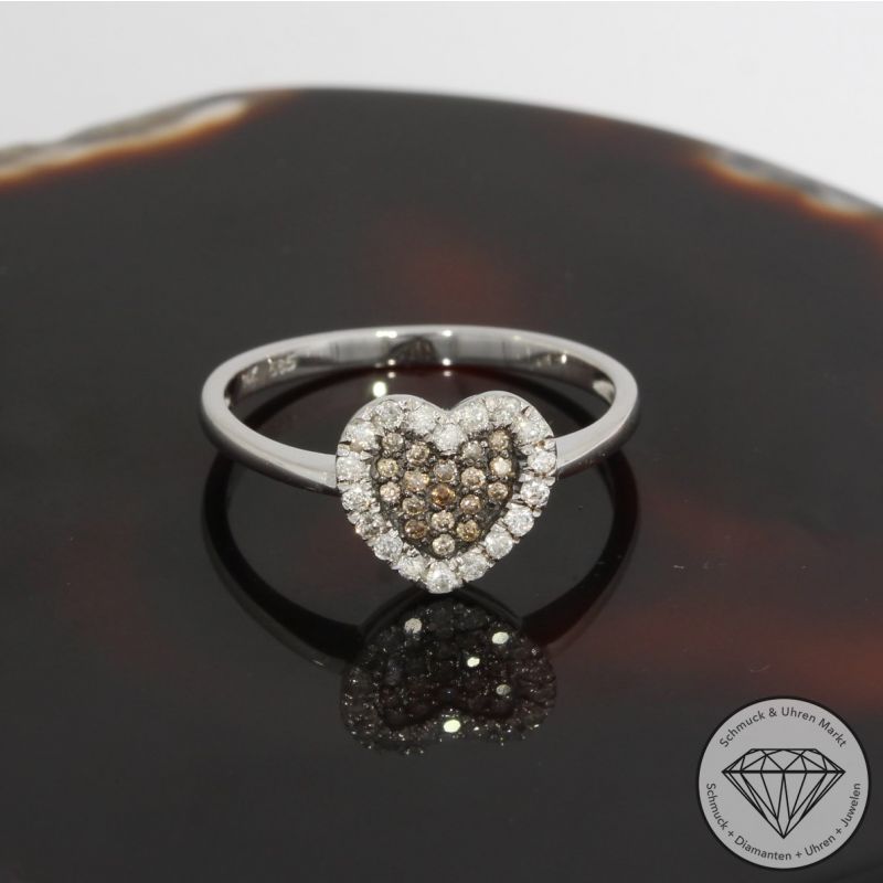 Sale! Wert 1310 € Brillant Diamant Ring Herz in 585er 14 K Weißgold - 91399