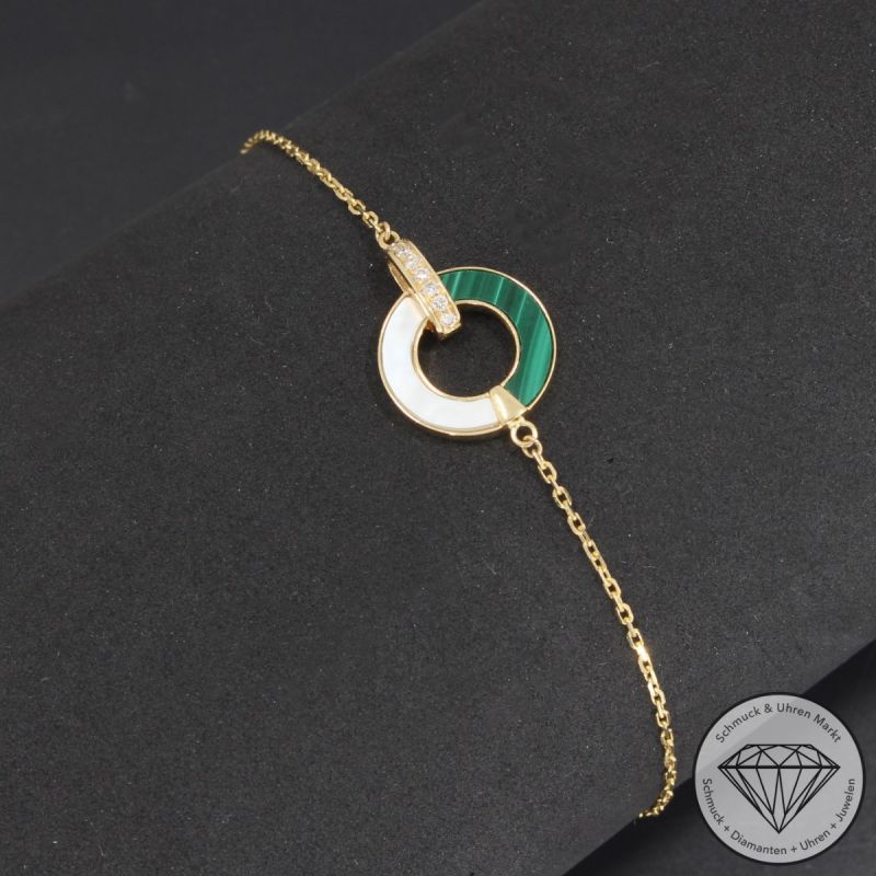 Wert 1450 € Brillant Farbedelstein Armband 750er/18 Karat Gelb Gold Länge 15/16,5/18 cm – 91420