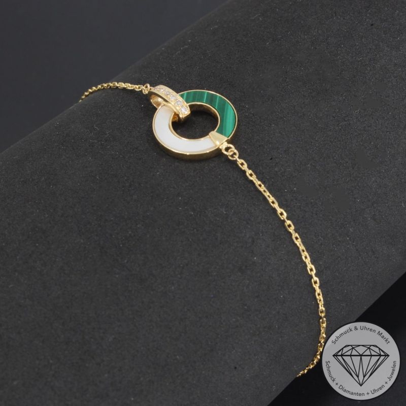 Wert 1450 € Brillant Farbedelstein Armband 750er/18 Karat Gelb Gold Länge 15/16,5/18 cm – 91420