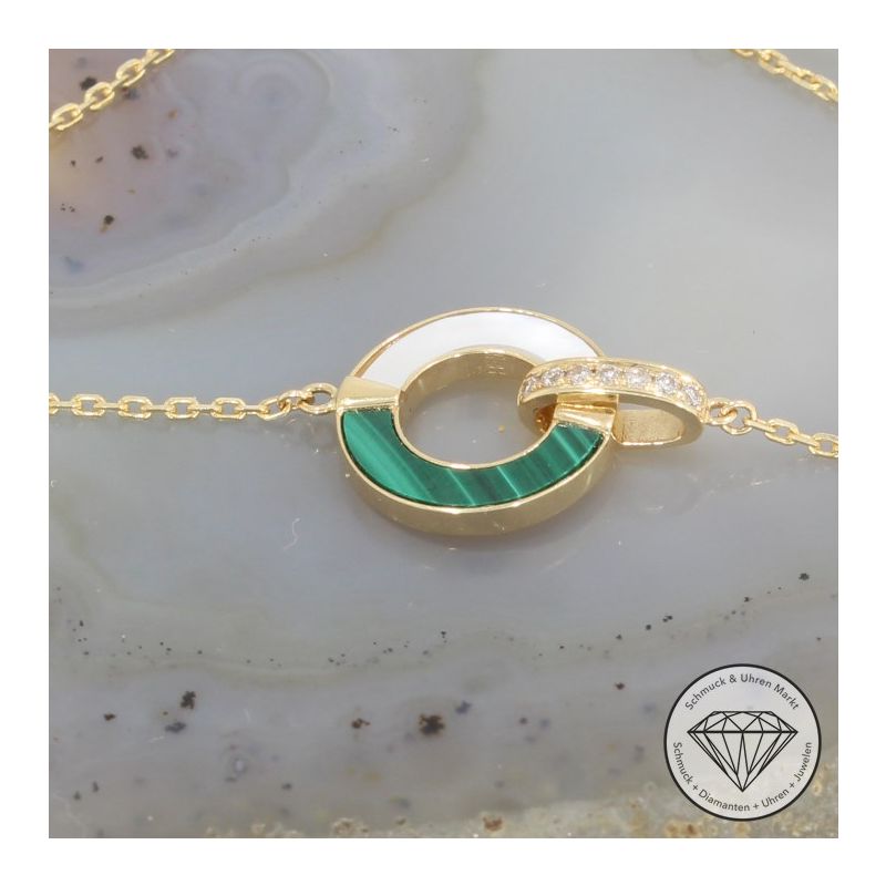 Wert 1450 € Brillant Farbedelstein Armband 750er/18 Karat Gelb Gold Länge 15/16,5/18 cm – 91420