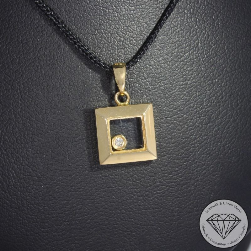 Wert 1350 € Solitär Brillant Anhänger ohne Kette 750er/18 Karat Gelb Gold Länge 1,5 cm – 91424