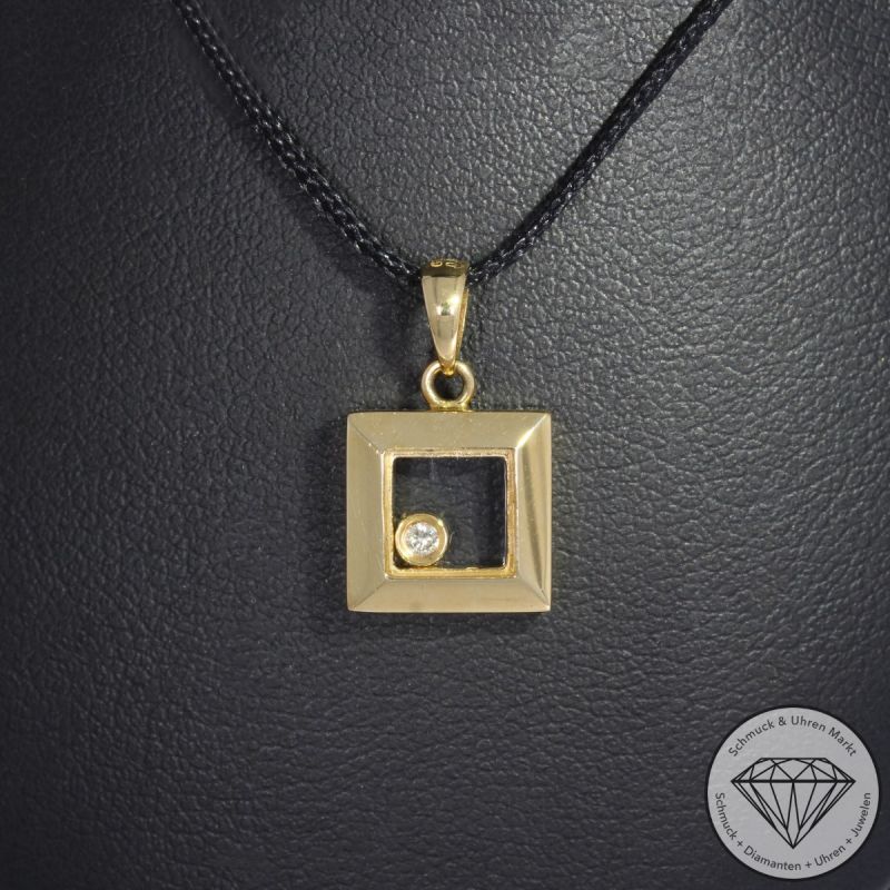 Wert 1350 € Solitär Brillant Anhänger ohne Kette 750er/18 Karat Gelb Gold Länge 1,5 cm – 91424