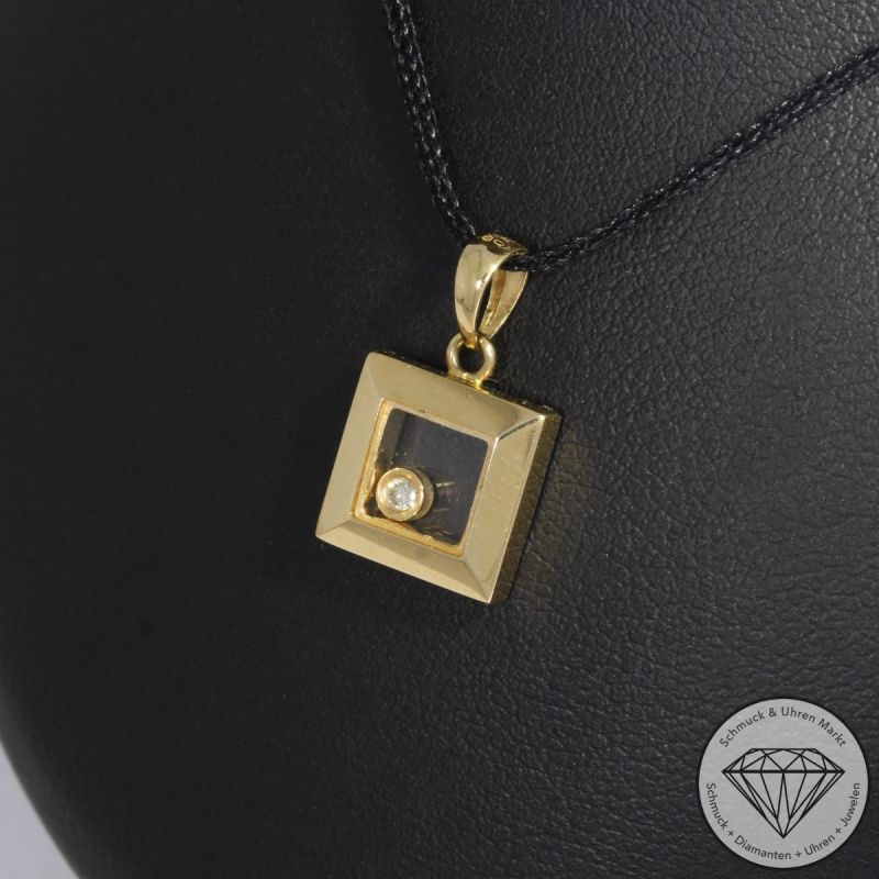 Wert 1350 € Solitär Brillant Anhänger ohne Kette 750er/18 Karat Gelb Gold Länge 1,5 cm – 91424