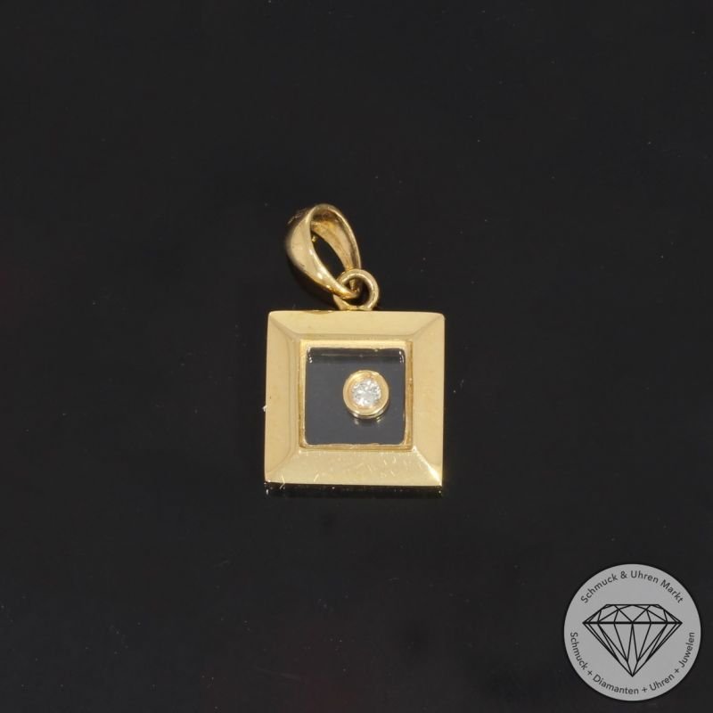 Wert 1350 € Solitär Brillant Anhänger ohne Kette 750er/18 Karat Gelb Gold Länge 1,5 cm – 91424