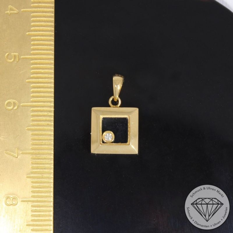 Wert 1350 € Solitär Brillant Anhänger ohne Kette 750er/18 Karat Gelb Gold Länge 1,5 cm – 91424