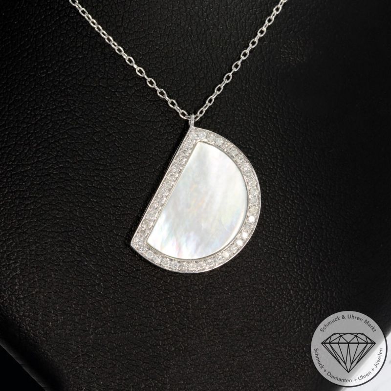 Wert 1010 € Brillant Perlmutt Collier in 585er 14 K Weißgold - 91482