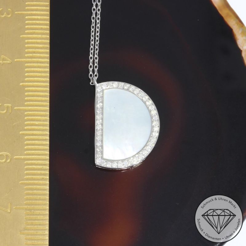 Wert 1010 € Brillant Perlmutt Collier in 585er 14 K Weißgold - 91482