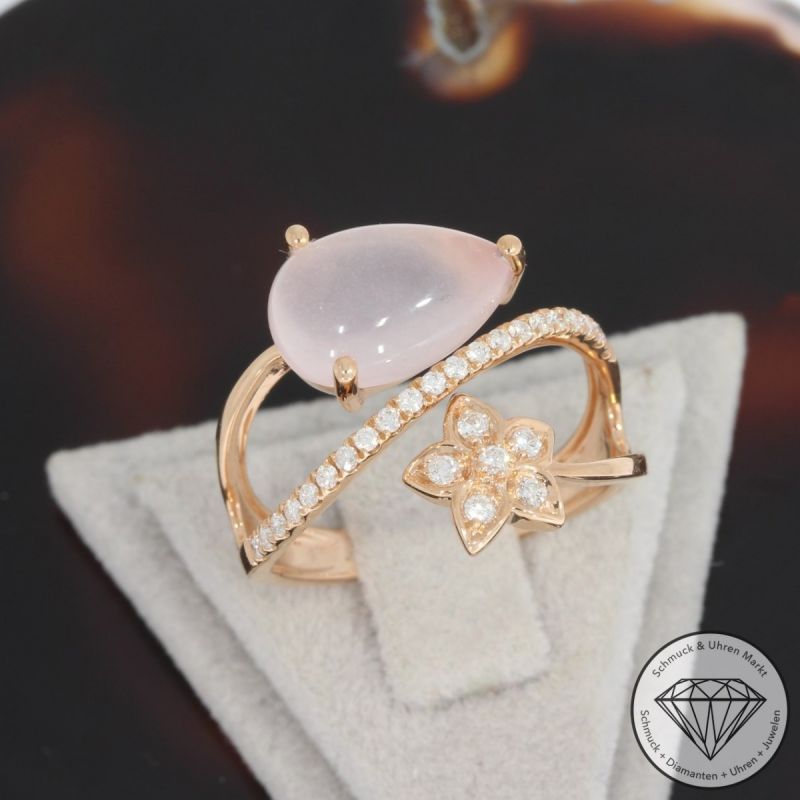 Wert 2250 € Brillant Rosenquarz Ring in 750er 18 K Rosegold - 91491