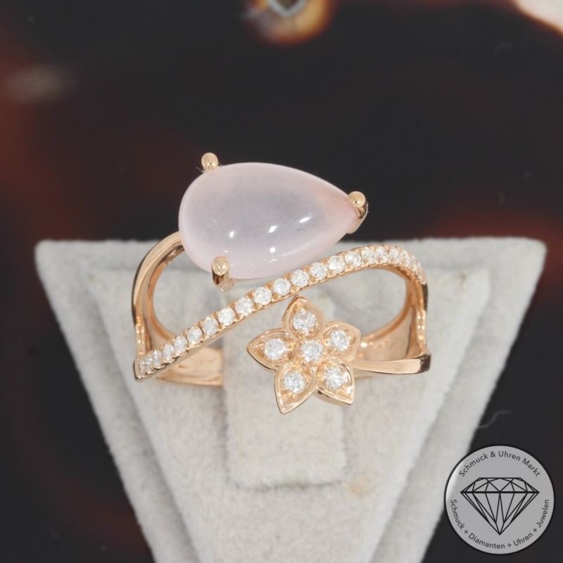 Wert 2250 € Brillant Rosenquarz Ring in 750er 18 K Rosegold - 91491