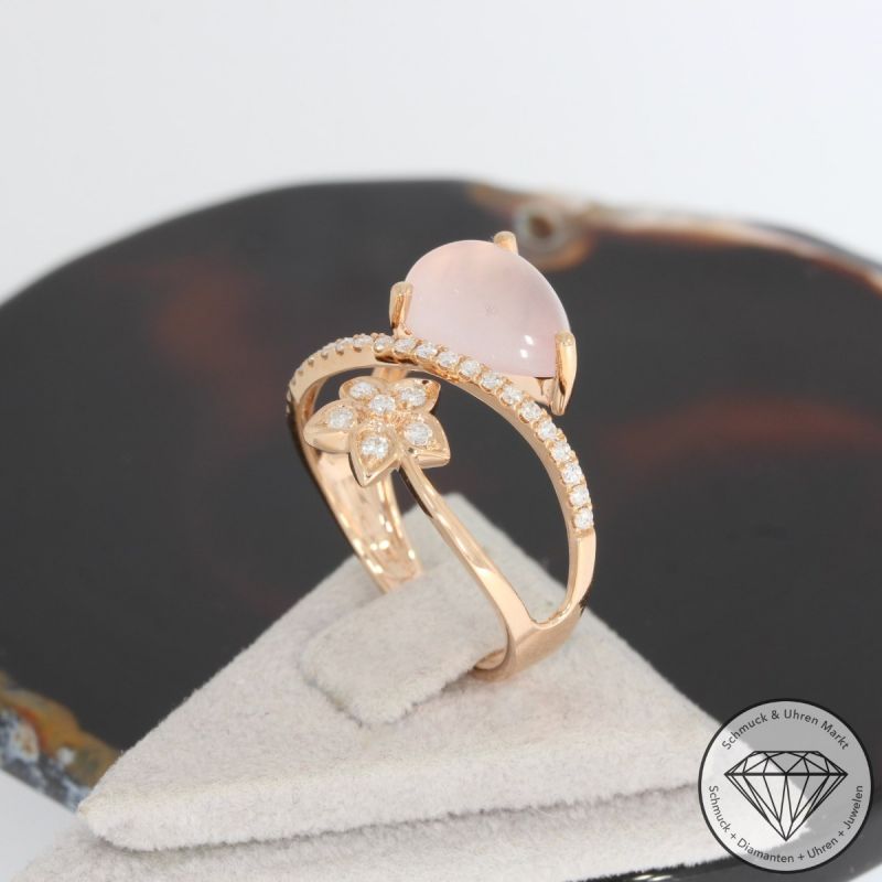 Wert 2250 € Brillant Rosenquarz Ring in 750er 18 K Rosegold - 91491