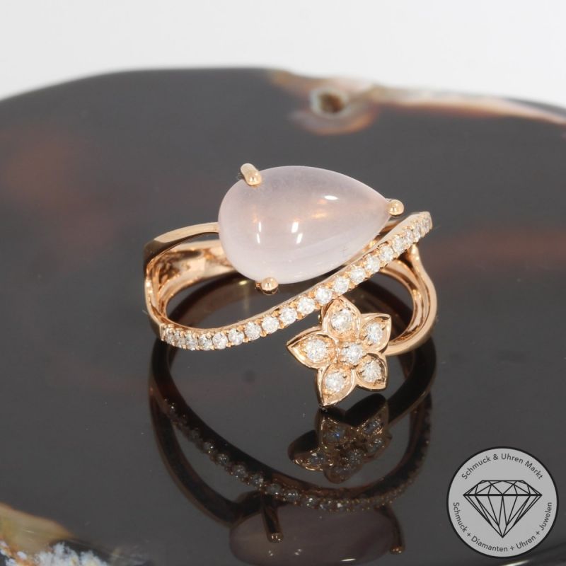 Wert 2250 € Brillant Rosenquarz Ring in 750er 18 K Rosegold - 91491