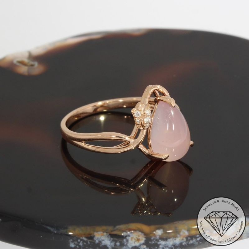 Sale! Wert 1550 € Brillant Rosenquarz Ring in 750er 18 K Roségold - 91492