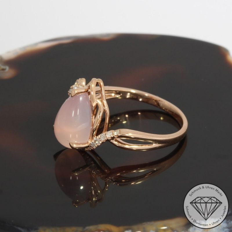 Sale! Wert 1550 € Brillant Rosenquarz Ring in 750er 18 K Roségold - 91492