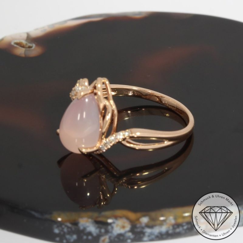 Sale! Wert 1550 € Brillant Rosenquarz Ring in 750er 18 K Roségold - 91492