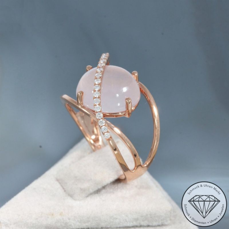 Wert 2100 € Brillant Rosenquarz Ring in 750er 18 K Roségold - 91493