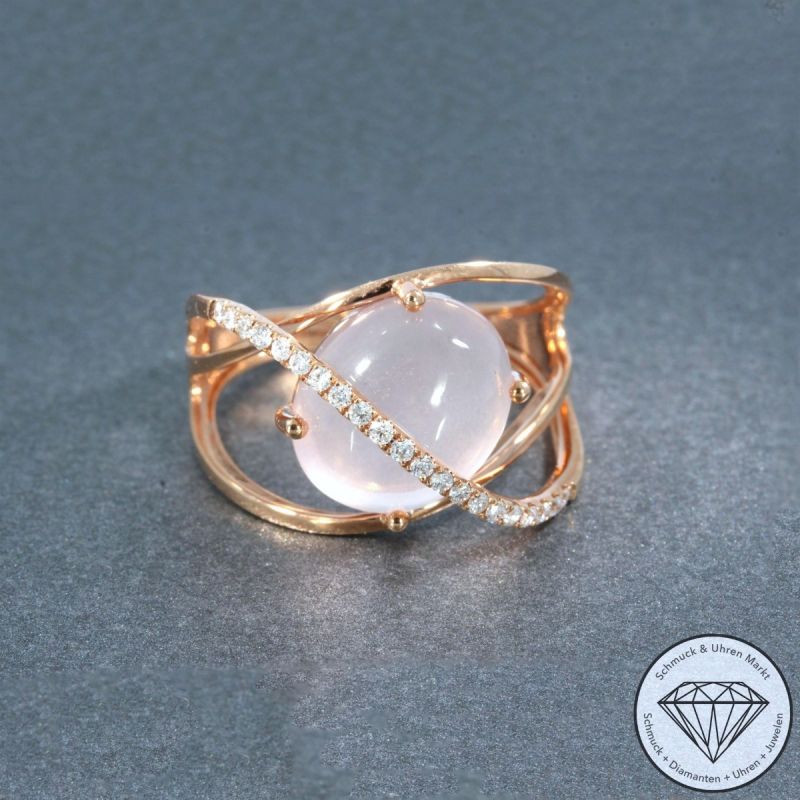 Wert 2100 € Brillant Rosenquarz Ring in 750er 18 K Roségold - 91493