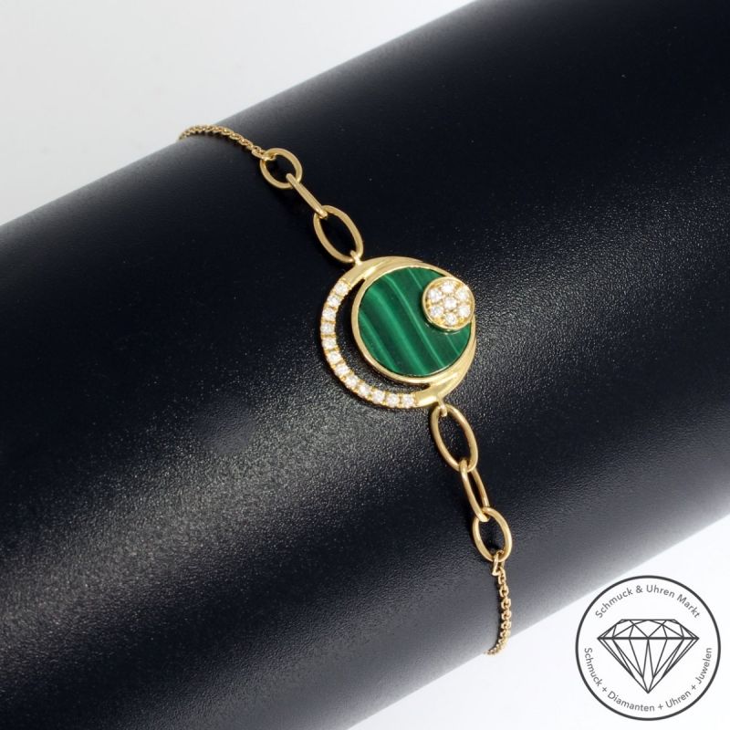 Wert 1350 € Brillant Malachit Armband in 750er 18 K Gelbgold - 91506