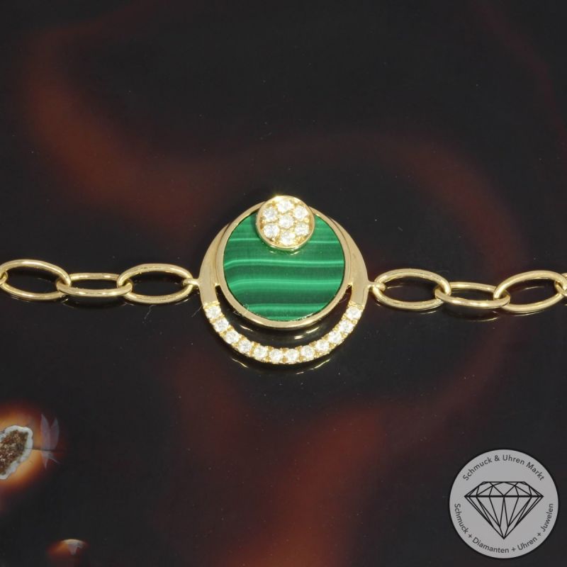 Wert 1350 € Brillant Malachit Armband in 750er 18 K Gelbgold - 91506
