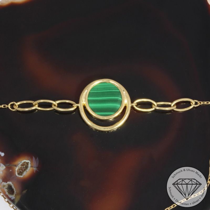 Wert 1350 € Brillant Malachit Armband in 750er 18 K Gelbgold - 91506