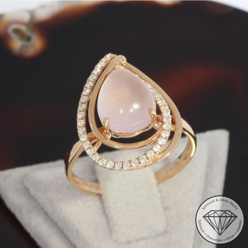 Wert 1750 € Brillant Rosenquarz Ring in 750er 18 K Roségold - 91508