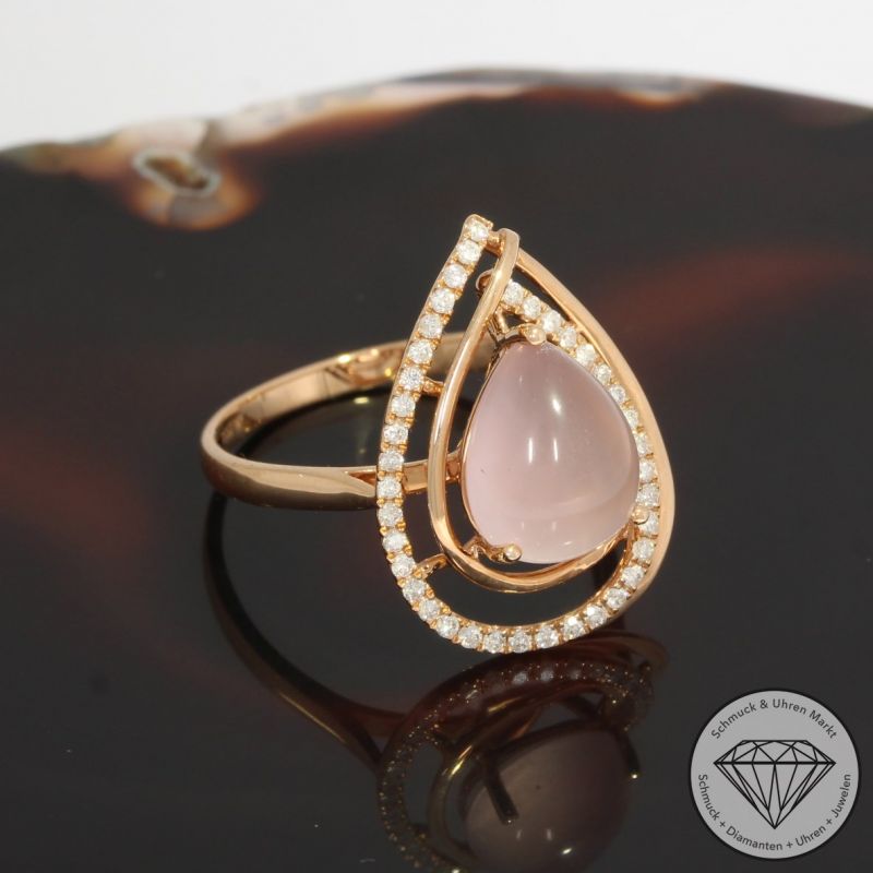 Wert 1750 € Brillant Rosenquarz Ring in 750er 18 K Roségold - 91508