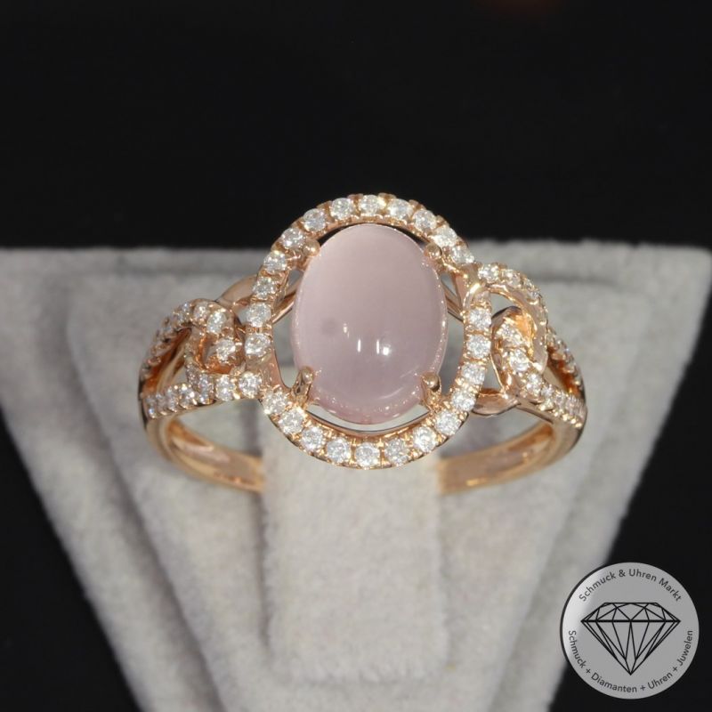 Wert 2150 € Brillant Rosenquarz Ring 750er/18 Karat Rosé Gold Größe 55 – 91510