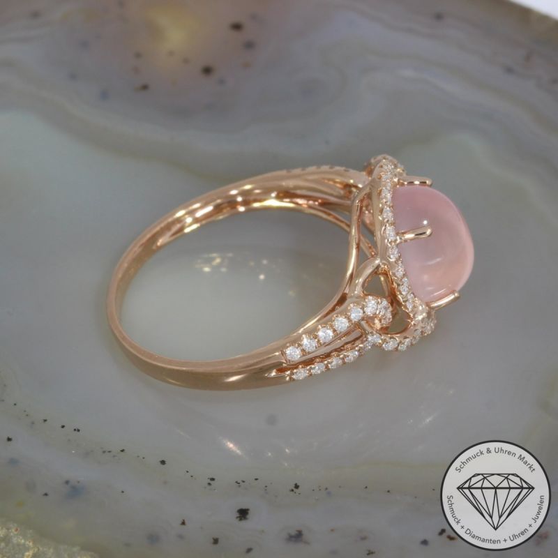 Wert 2150 € Brillant Rosenquarz Ring 750er/18 Karat Rosé Gold Größe 55 – 91510