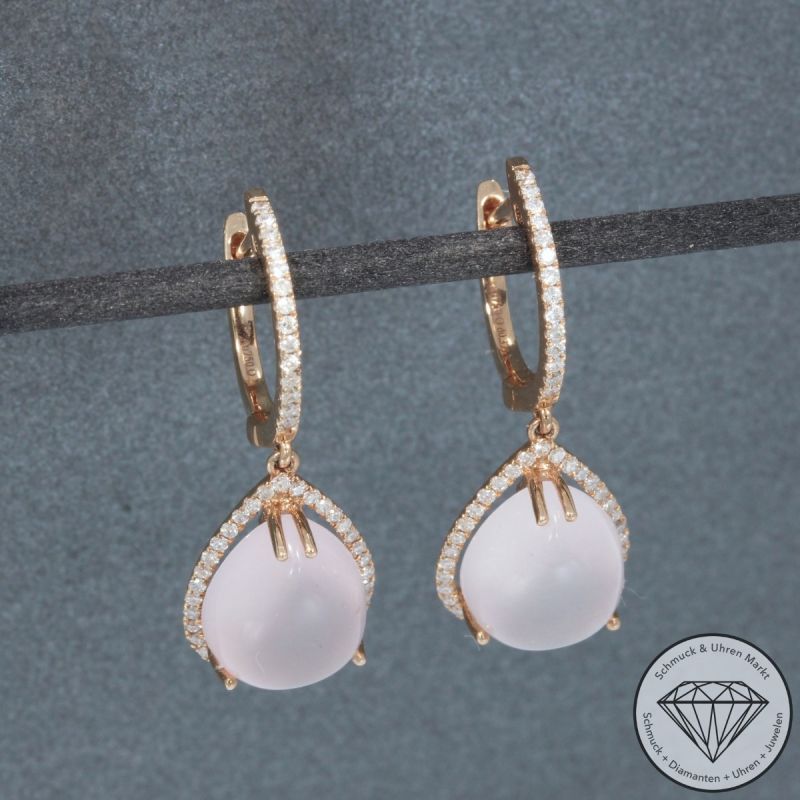 Wert 2650 € Brillant Rosenquarz Ohrringe in 750er 18 K Roségold - 91516