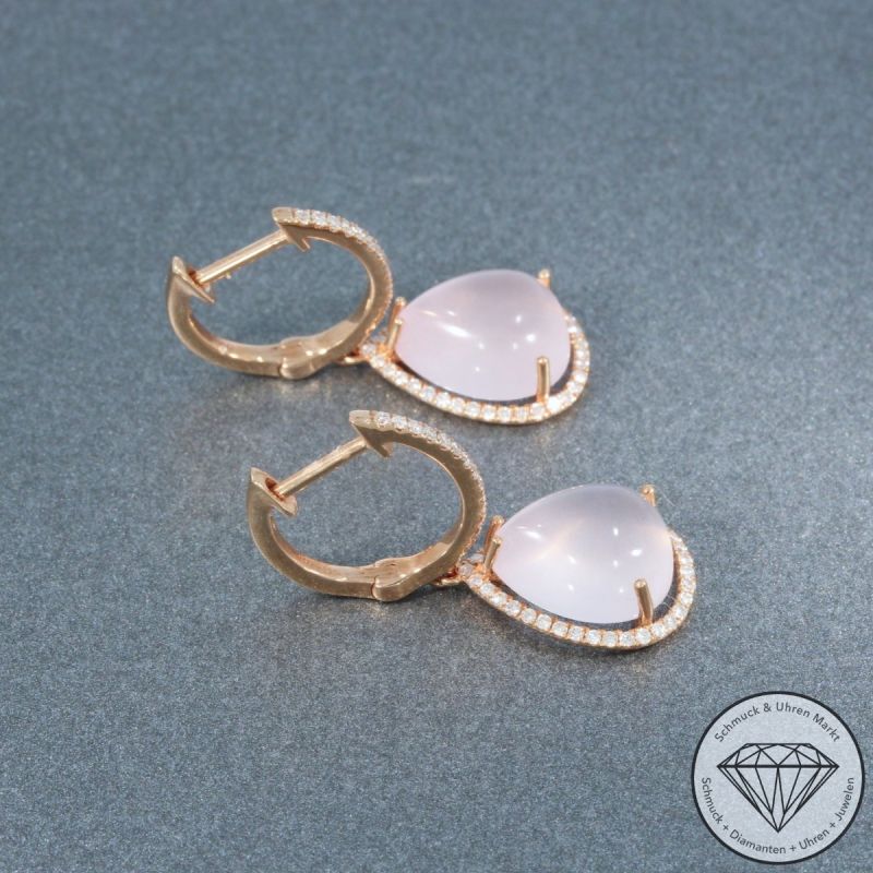 Wert 2650 € Brillant Rosenquarz Ohrringe in 750er 18 K Roségold - 91516