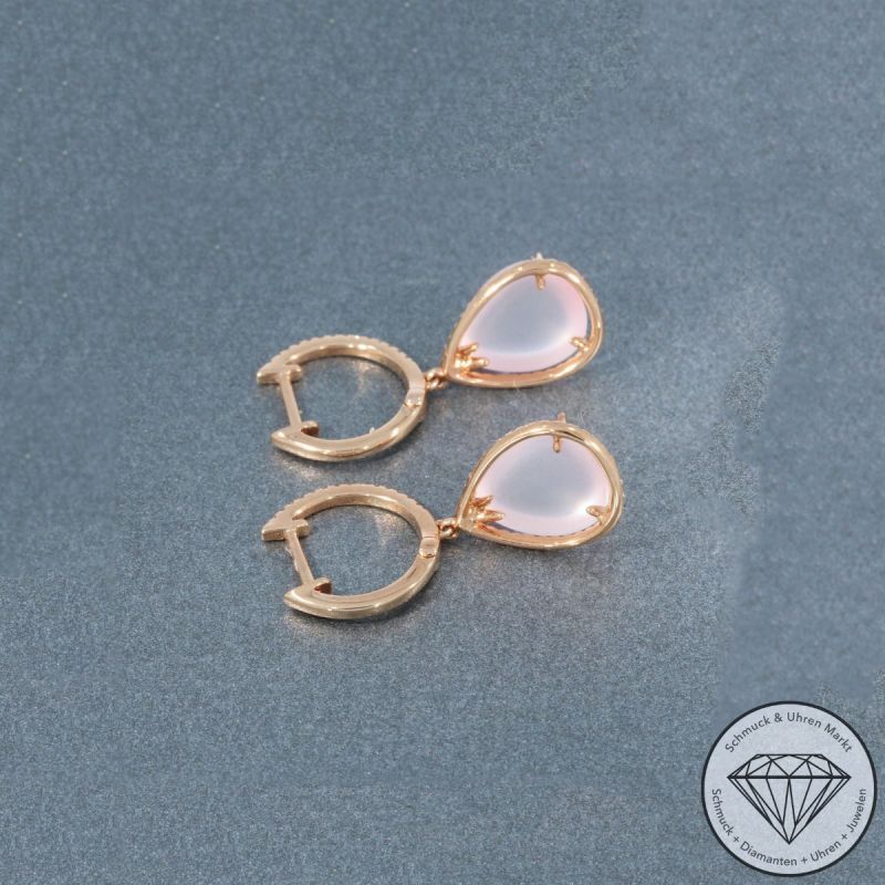 Wert 2650 € Brillant Rosenquarz Ohrringe in 750er 18 K Roségold - 91516