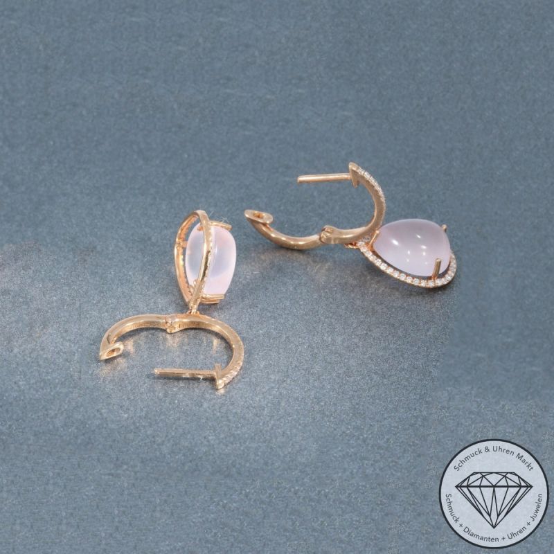 Wert 2650 € Brillant Rosenquarz Ohrringe in 750er 18 K Roségold - 91516