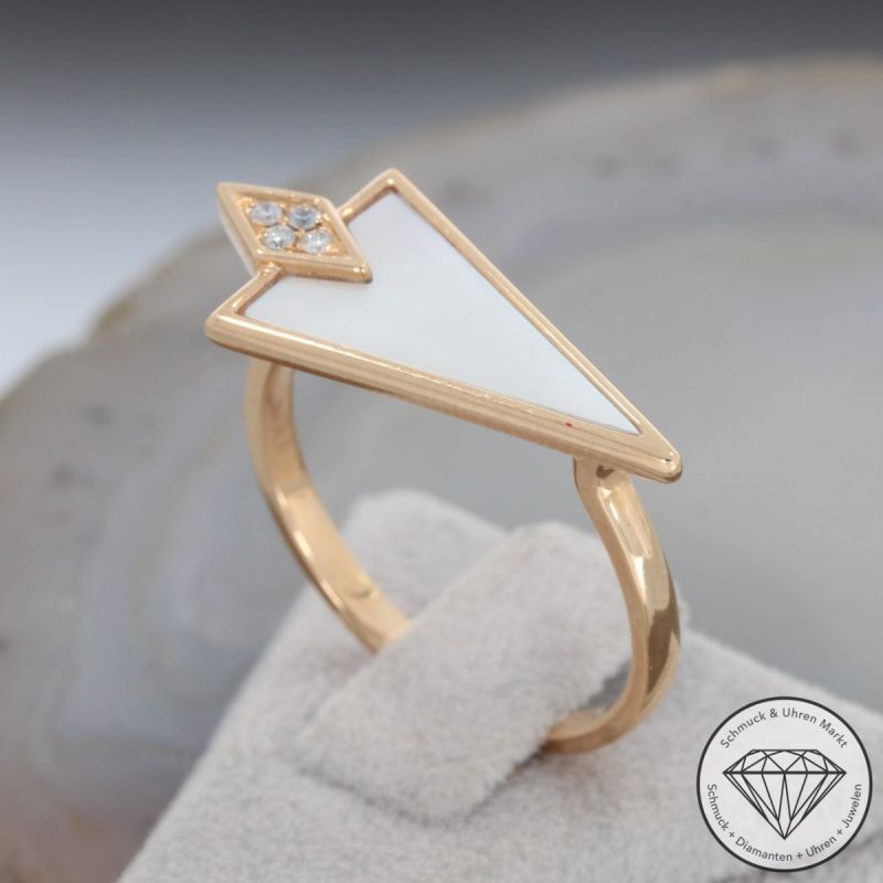 Wert 1300 € Brillant Perlmutt Ring in 750er 18 K Rosegold - 91521