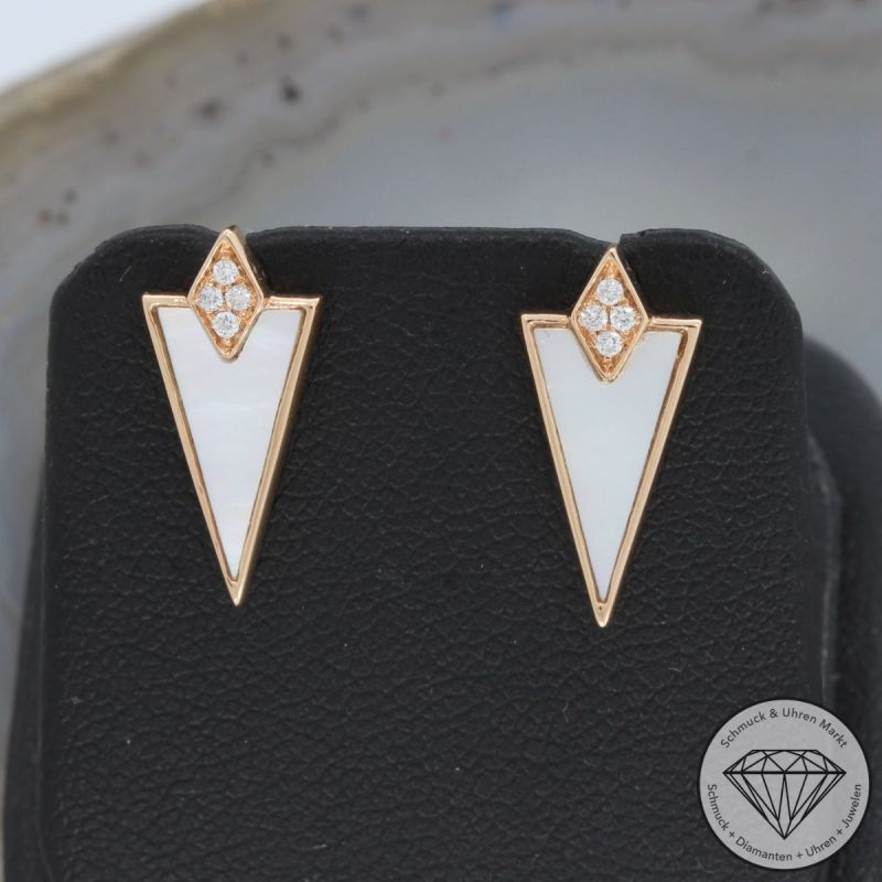 Wert 1050 € Brillant Perlmutt Ohrringe in 750er 18 K Rosegold - 91523