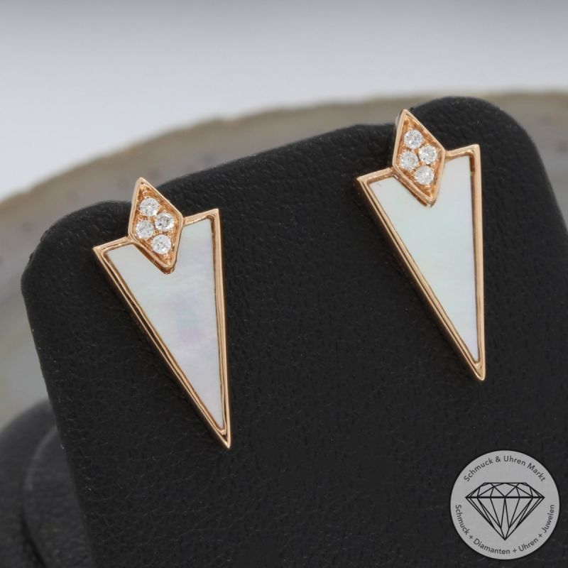 Wert 1050 € Brillant Perlmutt Ohrringe in 750er 18 K Rosegold - 91523