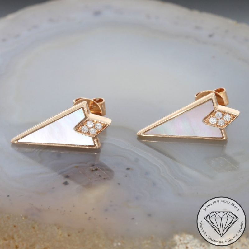 Wert 1050 € Brillant Perlmutt Ohrringe in 750er 18 K Rosegold - 91523