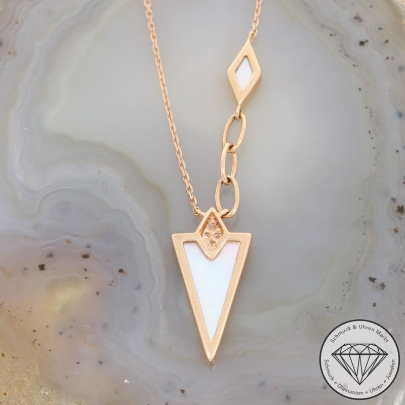 Wert 1350 € Brillant Perlmutt Collier in 750er 18 K Rosegold - 91524