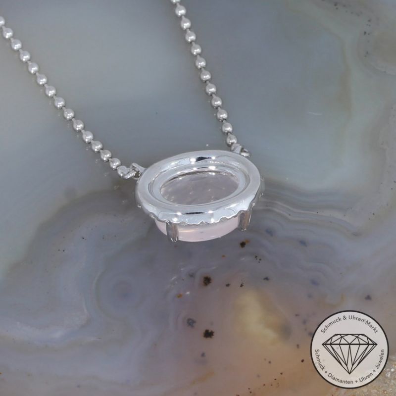 Wert 1490 € Brillant Rosenquarz Collier in 585er 14 K Weißgold - 91572