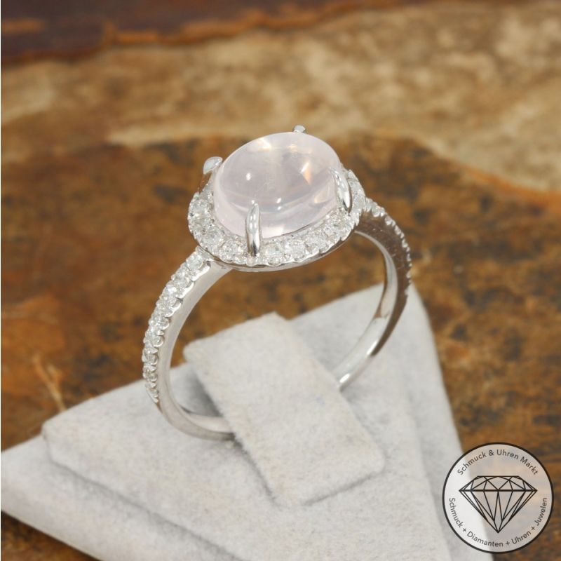Wert 1790 € Brillant Rosenquarz Ring in 585er 14 K Weißgold - 91574