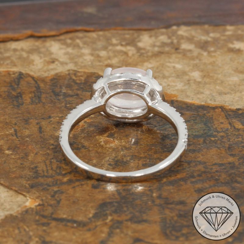 Wert 1790 € Brillant Rosenquarz Ring in 585er 14 K Weißgold - 91574