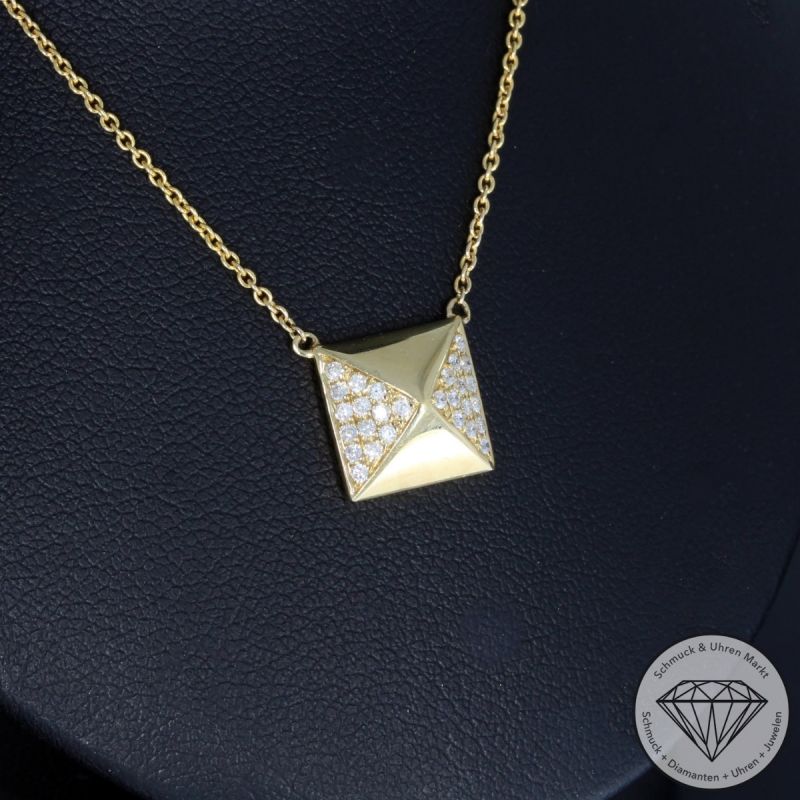 Wert 1300 € Brillant Collier (0,20 carat) in 585er 14 K Gelbgold - 91579